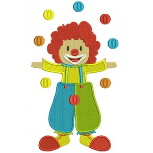 Circus Clown Juggling Balls Filled Machine Embroidery Digitized Design Pattern