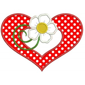 Flower and a Heart Applique Machine Embroidery Design Digitized Pattern