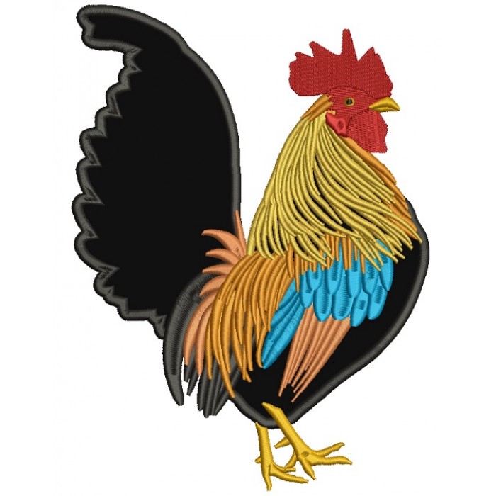 Golden Rooster Applique Machine Embroidery Digitized Design Pattern
