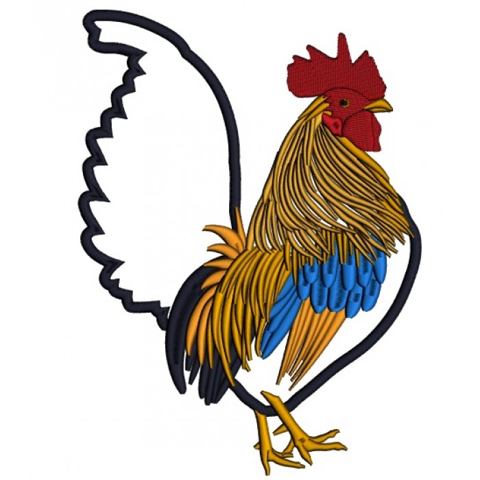 Golden Rooster Applique Machine Embroidery Digitized Design Pattern