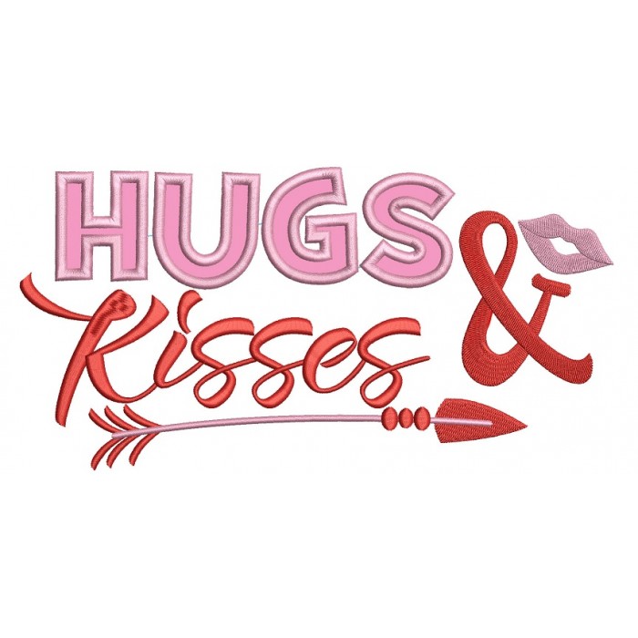 Hugs and Kisses Applique Machine Embroidery Design Digitized Pattern
