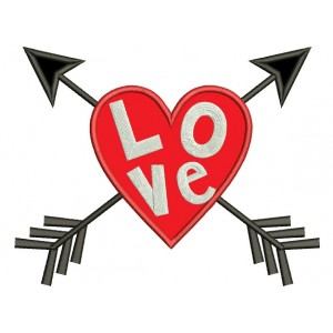Love Heart With Arrows Applique Machine Embroidery Design Digitized Pattern
