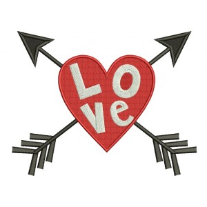 Love Heart With Arrows Filled Machine Embroidery Design Digitized Pattern