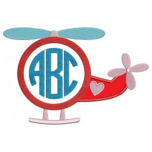 Monogram Helicopter Applique Machine Embroidery Design Digitized Pattern
