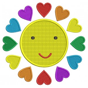 Sun With Hearts Filled Machine Embroidery Design Digitized Pattern 