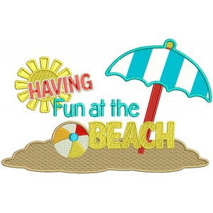 Having Fun At The Beach Summer Applique Machine Embroidery Design Digitized Pattern