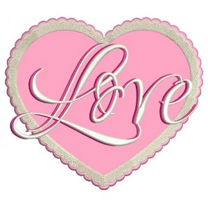 Big Heart Love Applique Machine Embroidery Design Digitized Pattern