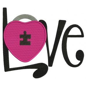 Big Love Heart Autism Awareness Filled Machine Embroidery Design Digitized Pattern