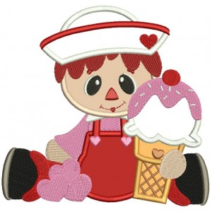 Boy Sailor With a Big Ice Cream Cone Applique Machine Embroidery Design Digitized Pattern
