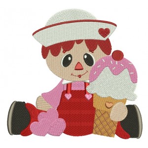 Boy Sailor With a Big Ice Cream Cone Filled Machine Embroidery Design Digitized Pattern