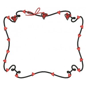 Fancy Frame With Hearts Filled Machine Embroidery Design Digitized Pattern
