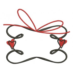 Fancy Frame With Hearts and Ribbon Filled Machine Embroidery Design Digitized Pattern