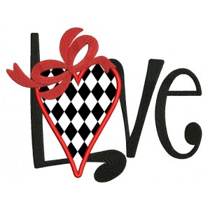 Love Heart With Ribbon Applique Machine Embroidery Design Digitized Pattern