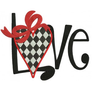 Love Heart With Ribbon Filled Machine Embroidery Design Digitized Pattern
