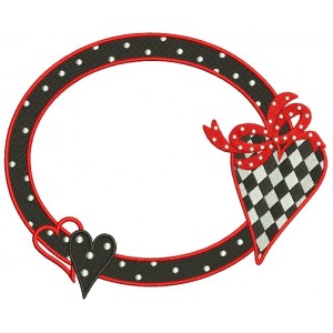 Round Frame With a Big Heart Filled Machine Embroidery Design Digitized Pattern