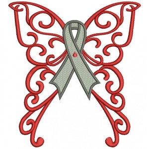 Butterfly Wings Cure Diabetes Ribbon Filled Machine Embroidery Design Digitized Pattern