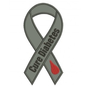 Cure Diabetes Ribbon Applique Machine Embroidery Design Digitized Pattern