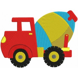 Instant Download Cement truck Machine Embroidery Filled Design
