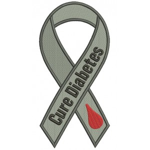 Cure Diabetes Ribbon Filled Machine Embroidery Design Digitized Pattern