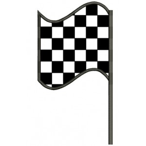 Left Checkered Flag Car Racing Sports Applique Machine Embroidery Design Digitized Pattern