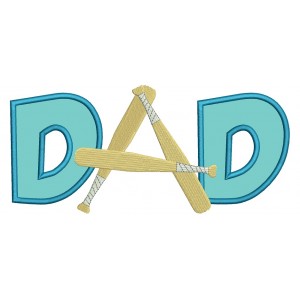 Baseball Dad Applique Machine Embroidery Design Digitized Pattern