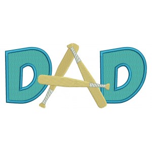Baseball Dad Filled Machine Embroidery Design Digitized Pattern