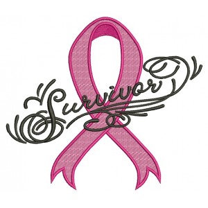 Breast Cancer Survivor Ribbon Filled Machine Embroidery Design Digitized Pattern