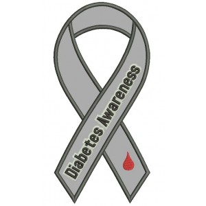 Diabetes Awareness Ribbon Applique Machine Embroidery Design Digitized Pattern