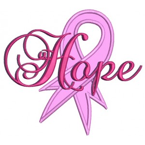 Hope Breast Cancer Awareness Ribbon Applique Machine Embroidery Design Digitized Pattern