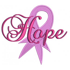 Hope Breast Cancer Awareness Ribbon Filled Machine Embroidery Design Digitized Pattern