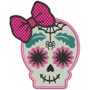 Sugar Skull With a Spider Day of the Dead Dia de los Muertos Filled Machine Embroidery Design Digitized Pattern