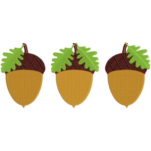 Three Acorn Fall Filled Machine Embroidery Design Digitized Pattern