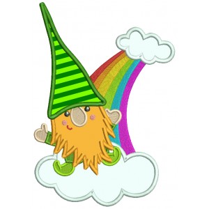 Lucky Leprechaun Over The Rainbow St.Patrick's Day Applique Machine Embroidery Design Digitized Pattern