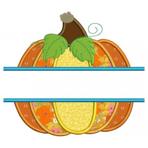 Split Pumpkin Halloween or Thanksgiving Applique Machine Embroidery Design Digitized Pattern