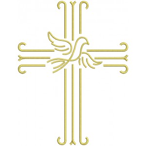 Cross With a Dove Religious Filled Machine Embroidery Design Digitized Pattern