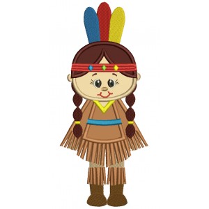 Little Girl Indian Applique Machine Embroidery Design Digitized Pattern