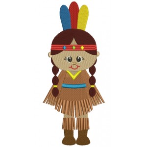 Little Girl Indian Filled Machine Embroidery Design Digitized Pattern