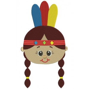 Little Girl Indian Head Filled Machine Embroidery Design Digitized Pattern