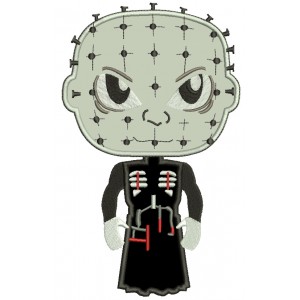 Looks Like Pinhead Horror Halloween Applique Machine Embroidery Design Digitized Pattern