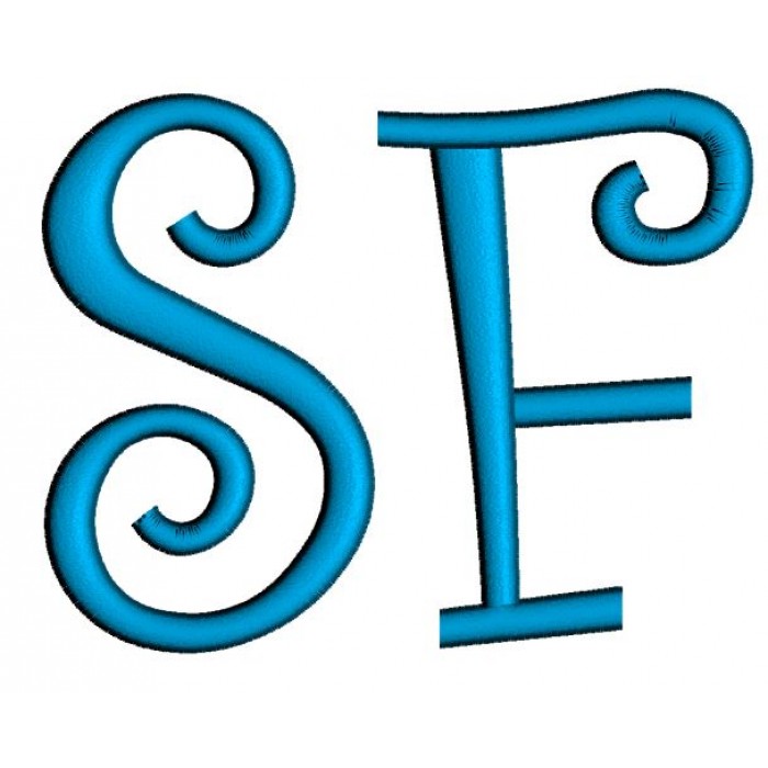 Satin Monogram Curly Machine Embroidery Upper Case Satin Stitch ...
