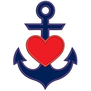 Anchor With Heart Marine Applique Machine Embroidery Design Digitized Pattern