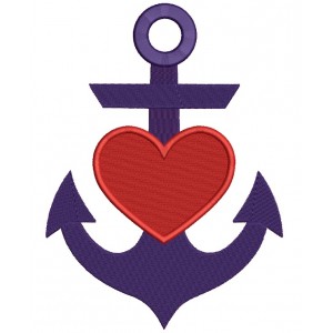 Anchor With Heart Marine Filled Machine Embroidery Design Digitized Pattern