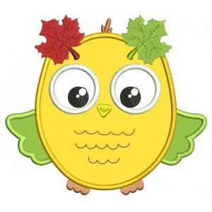 Fall Owl Applique Machine Embroidery Design Digitized Pattern