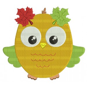 Fall Owl Filled Machine Embroidery Design Digitized Pattern
