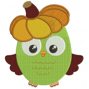 Fall Owl With Pumpkin On His Head Filled Machine Embroidery Design Digitized Pattern