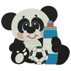 Baby Panda With Soccer Ball Filled Machine Embroidery Design Digitized Pattern
