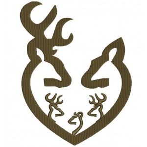 Buck and Doe and three kids two boys and a girl Filled Machine Embroidery Design Digitized Pattern