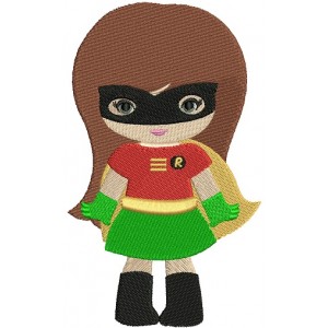 Looks Like Super Girl Hero Robin Hands Out Filled Machine Embroidery Design Digitized Pattern