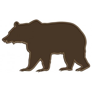 Grizzly Bear Applique Machine Embroidery Design Digitized Pattern