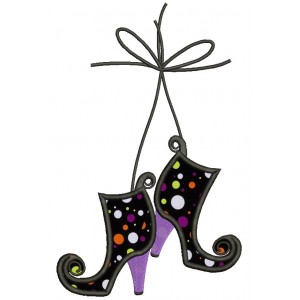 Witch's Boots Halloween Applique Machine Embroidery Design Digitized Pattern